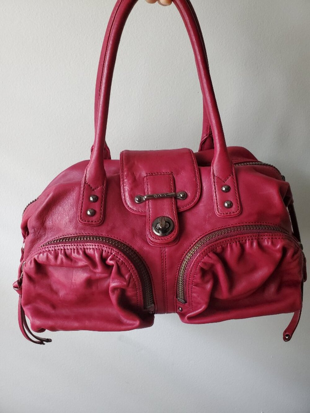 Botkier Leather Satchel - Cranberry Red